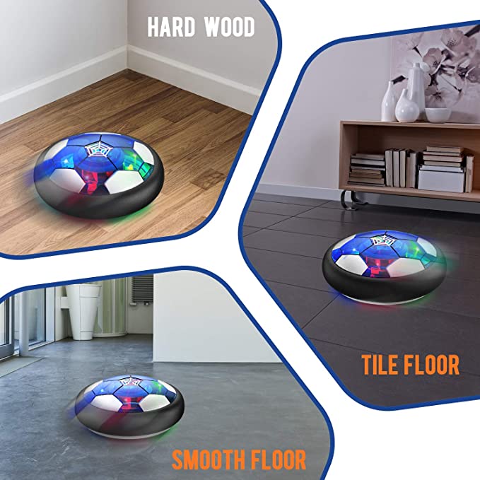 Floating LED Football Toys Air Power Soccer Disc Hovering Football Game Light Toy Flashing Ball Toys with Soccer goals