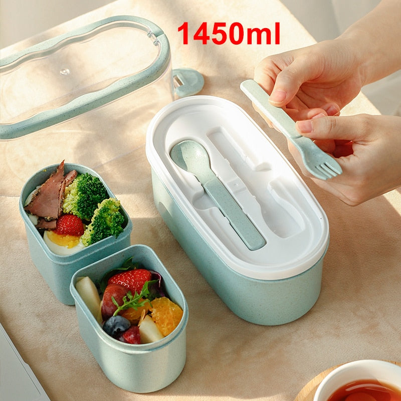 1450ML lunch box high food container eco friendly bento box  lunch japanese food box lunchbox meal prep containers wheat straw