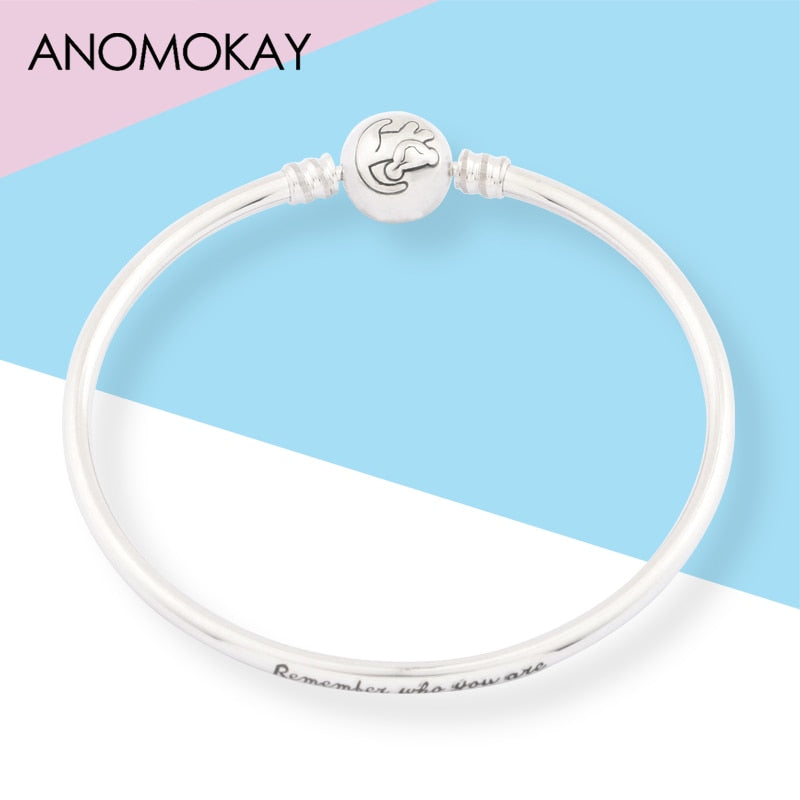 Anomokay Neu 100% 925 Sterling Silber Niedlicher Kleiner Löwe Armreifen Armbänder für Kinder Mode Geburtstagsgeschenk S925 Silber Schmuck