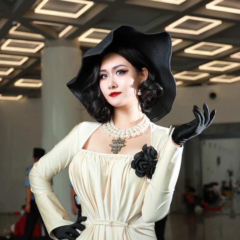 YOYOCOS Lady Dimitrescu Cosplay disfraz Chatelain Alcina Biohazard Comtesse Sexy Cosplay fiesta de Halloween señora vampiro collar