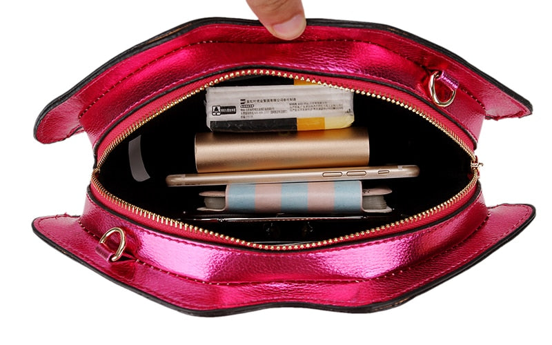 Bolso de mano de día para mujer con estilo de labios Sexy, bolso de hombro con cadena, bolso cruzado para mujer, bolso rojo de piel sintética a la moda 2021