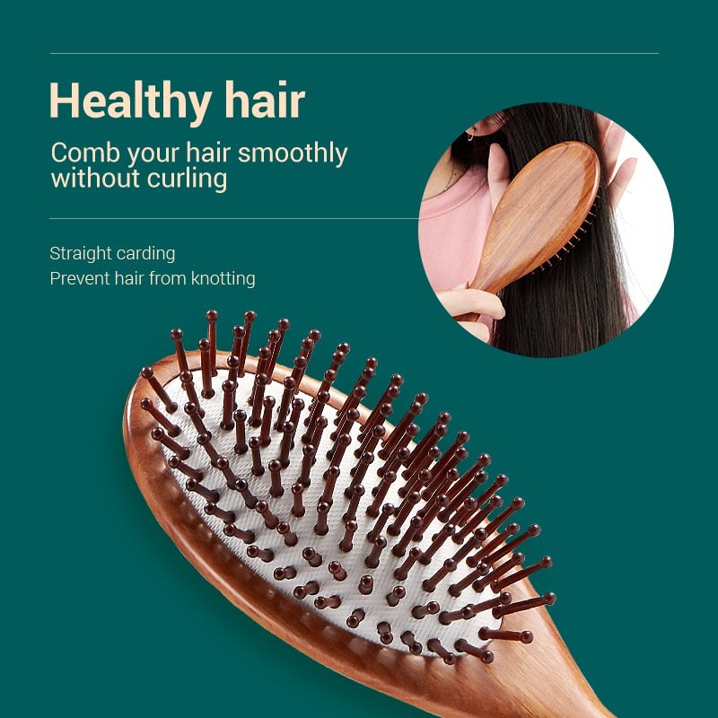 MR.GREEN Hair Brush Nature Wooden Anti-Static Detangle Brush Hair Scalp Massage Comb Air Cushion Styling Tools for Women Men