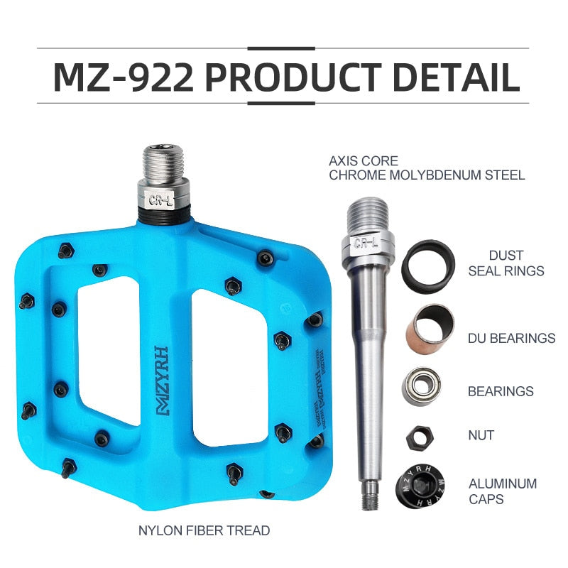 MZYRH Ultralight Seal Bearings Bicycle Bike Pedals Cycling Nylon Road bmx Mtb Pedals Flat Platform Bicycle Parts Accessories