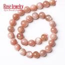AAAAA Quality Natural Sunstone Quartz Peach Round Loose Beads 15" Strand 4 6 8 10 12 MM Pick Size For Jewelry Making Bracelet