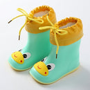 Children Rain Boots Rubber Boots Kids Water Shoes PVC Baby Cartoon Waterproof  Non-slip  Warm Winter