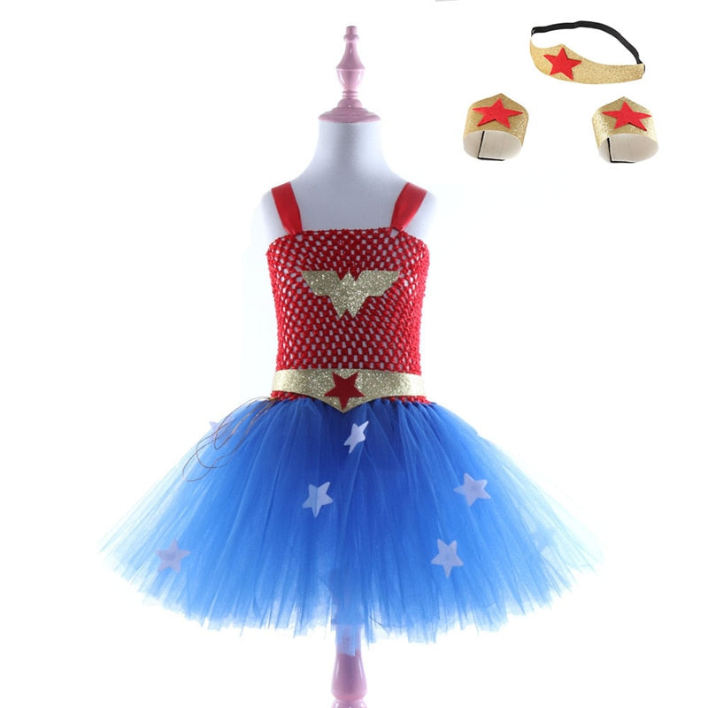 Wonder Girl Kostüm Kleid Superhelden Kostüm Kinder Halloween Kostüm für Kinder