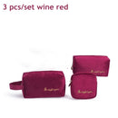 PURDORED 3 Pcs/set Velvet Cosmetic Bag Set Solid Women Makeup Bag Organizer Travel Toiletry Wash Bag Kit Neceser Kosmetyczka