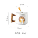 Cute Cartoon Animal Shiba Inu Ceramic Mug Creative Men and Women Couple with Lid Spoon Drinking Water Coffee Cup