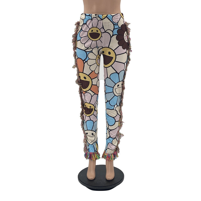 Borla Patchwork rayas estampado Jogger pantalón mujer Rave Festival ropa 2021 verano Casual alta cintura ceñido al cuerpo activo pantalones de chándal