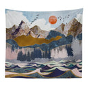 Japanese Style Wall Tapestry Abstract Painted Whale Sunset Mountain Forest Hippie Mandala Tapestry Landscape Wall Hanging Carpet