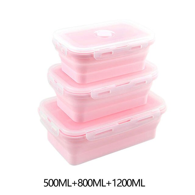 Food Storage Containers With Lids Silicone Collapsible BPA Free Lunch Fruit Salad Box Set reezer Microwavable