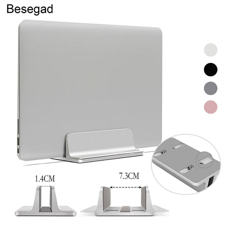 Besegad Vertical Adjustable Laptop Stand Aluminium Portable Notebook Mount Support Base Holder for MacBook Pro Air Accessory2020