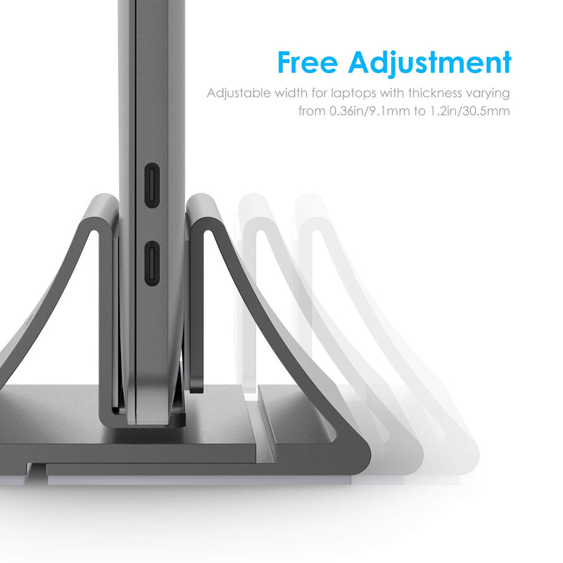 Lention Aluminum Vertical Desktop Stand Space-Saving for MacBook Air/Pro 16 15 13 Chromebook 11 to 17-inch Laptop Stand Holder