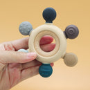 1PC Silicone Teether Baby Rudder Shape Wooden Teether Ring Kid Gift Food Grade Silicone Children&