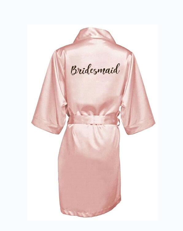 new bride bridesmaid robe with white black letters mother sister of the bride wedding gift bathrobe kimono satin robes