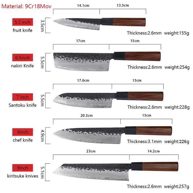 Handgefertigte japanische Küchenmesser aus verkleidetem Stahl, Kochmesser, Nakiri-Messer, Fleischerbeil, Sushi-Messer, Allzweckmesser, Cutter