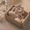 Lassen Sie uns 1 Set Babysachen Badetuch Baumwolldecke Pinsel Geschenkprodukte für Kinder Spielzeug Häkelrassel Box Weihnachtsgeschenk Geschenk machen