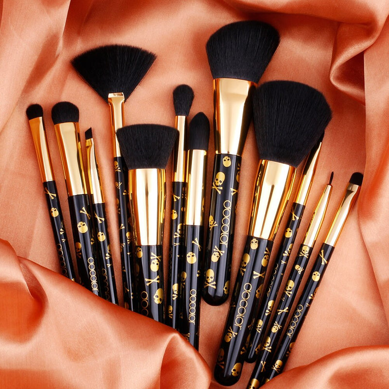 Docolor Goth Makeup Brush Set 12Pcs Professional Makeup Brushes Face Powder Foundation Blending Blush Eye Shadow Make Up Brushes