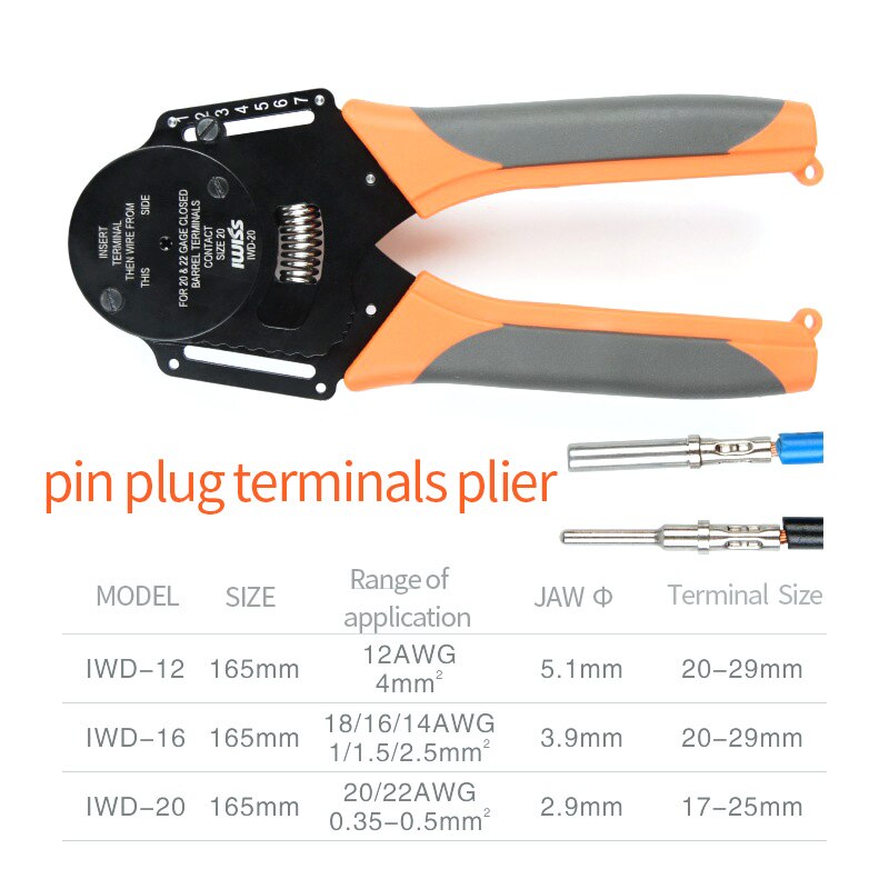 IWD-16 Suitable for Deutsch Connector Crimping Pliers Machining Car Terminal lathe Male and Female Pin 16