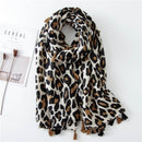 Luxury brand women leopard print cotton scarf shawls for winter foulard femme long soft warm wraps cachecol