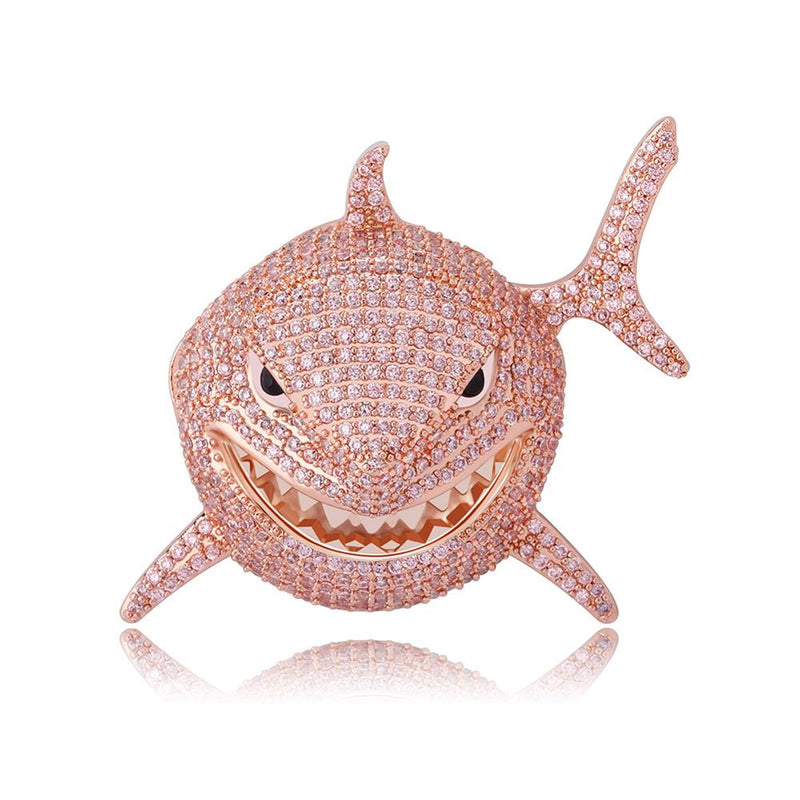 TOPGRILLZ, colgante de tiburón de tamaño pequeño, colgante de Zirconia cúbica con diamantes, collar de Hip Hop para hombres y mujeres, joyería de regalo de moda