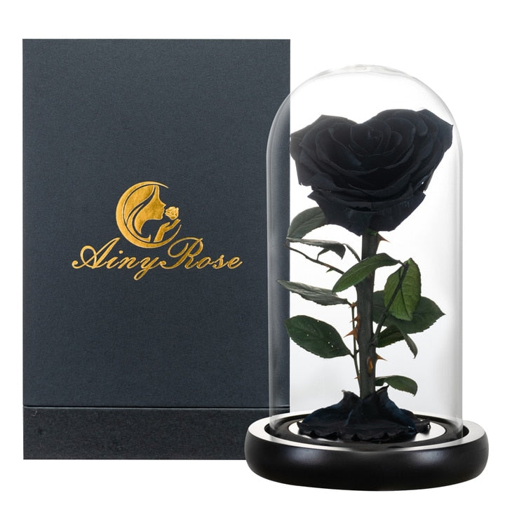 Eternal Preserved Roses In Glass Dome 5 Flower Heads Rose Forever Love Wedding Favor Mothers Day Gifts for Women Girlfriends