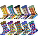 Hot Sale Men Socks 2020 New Colorful Gifts for Men Cotton Mens Socks Geometric Lattice Classic Happy Business Casual  Socks Men