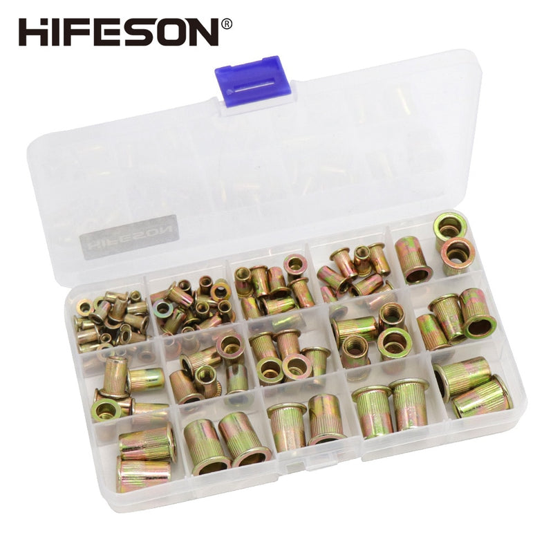 95Pcs and 300Pcs  Steel Rivet Nut Rivnut Insert Nutsert KIT M3 M4 M5 M6 M8 M10 for Rivet Nut Gun Riveting Riveter Tool