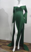 Vestidos de maternidad para sesión de fotos, vestidos sexis sin hombros con mangas abullonadas para mujeres embarazadas, vestido Maxi largo para fotografía de embarazo
