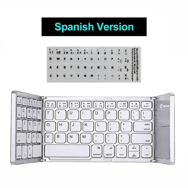 Folding Bluetooth Keyboard Wireless Klavye English/Russian/Spanish/Arabic/Hebrew/Portugues for IOS/Android/Windows ipad Tablet