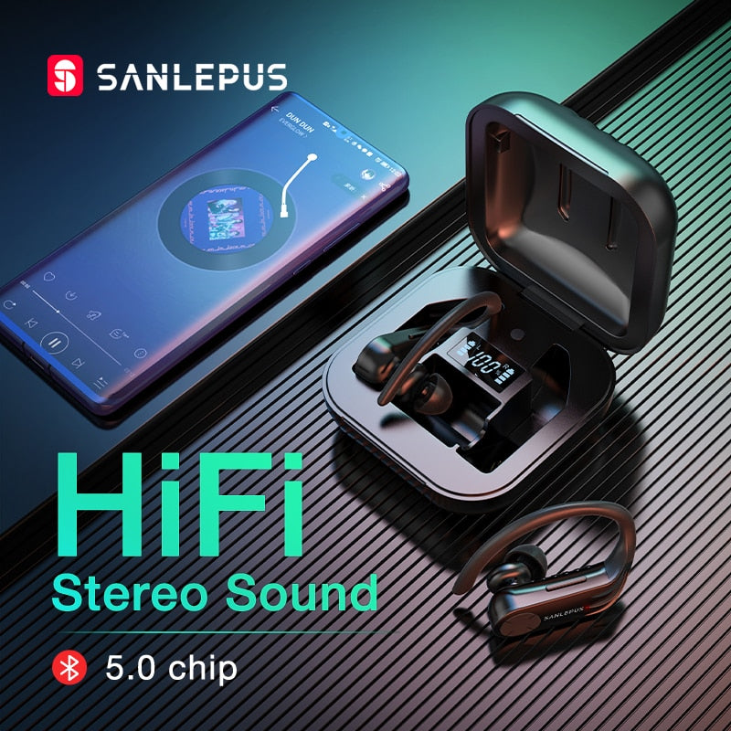 SANLEPUS Bluetooth-Kopfhörer TWS 5.0 LED-Display Drahtlose Ohrhörer Stereo-Kopfhörer für Xiaomi In Ear Phone Gaming Sport Headset