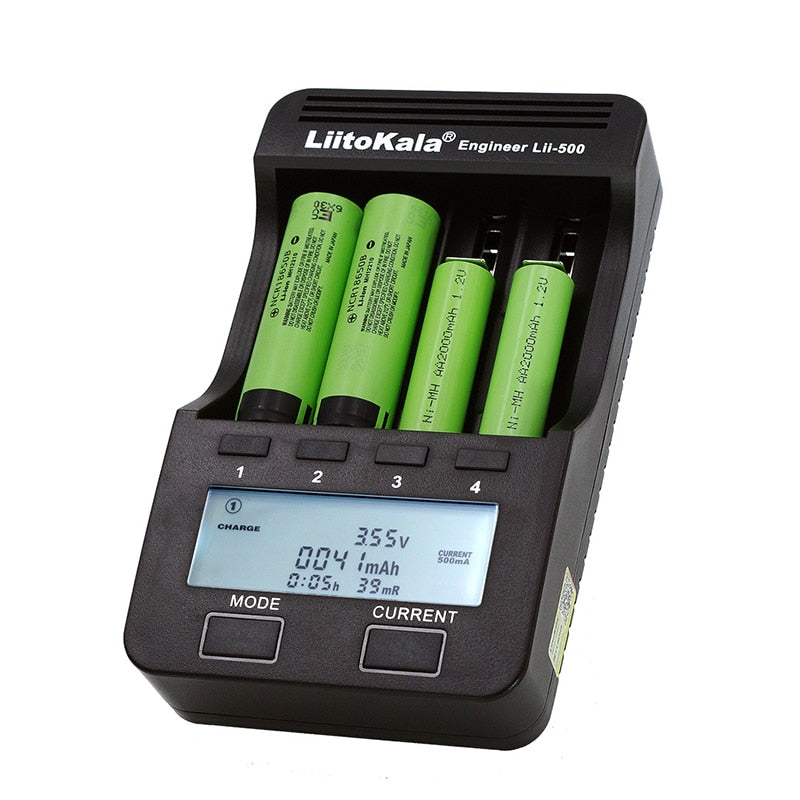 Cargador de batería Liitokala Lii-500 LCD, carga 18650 3,7 V 18350 18500 16340 25500 10440 14500 26650 1,2 V AA AAA NiMH batería