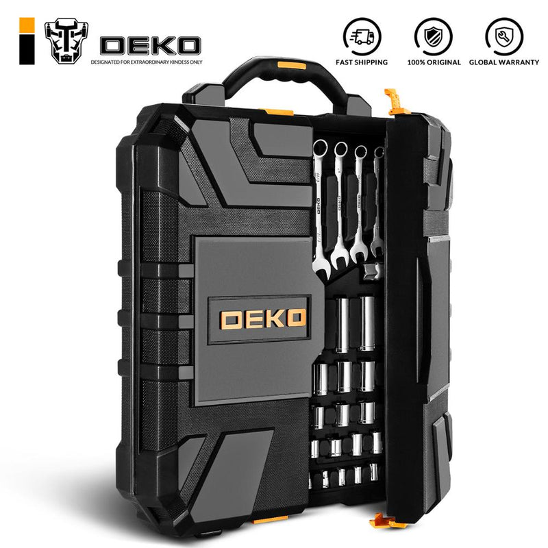 DEKO 192 Pcs Professional Car Repair Tool Set Auto Ratchet Spanner Screwdriver Socket Mechanics Tools Kit W/ Blow-Molding Box