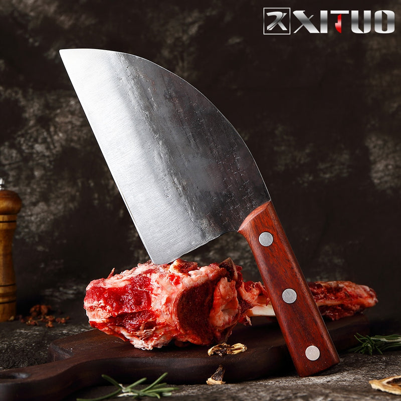 XITUO Superior Professional Handmade Forged Carbon Steel Chef Kitchen Slicing Chopping Kitchen Knife Traditional Cooking Tools