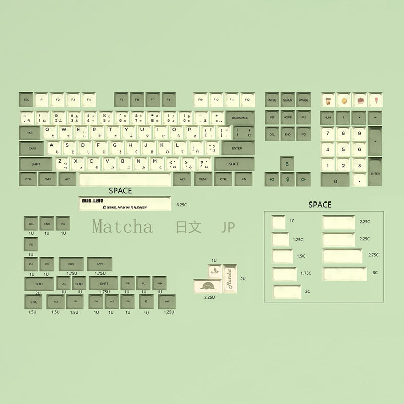 XDA V2 matcha green tea Dye Sub Keycap Set thick PBT for keyboard gh60 poker 87 tkl 104 ansi xd64 bm60 xd68 xd84 xd96 Japanese