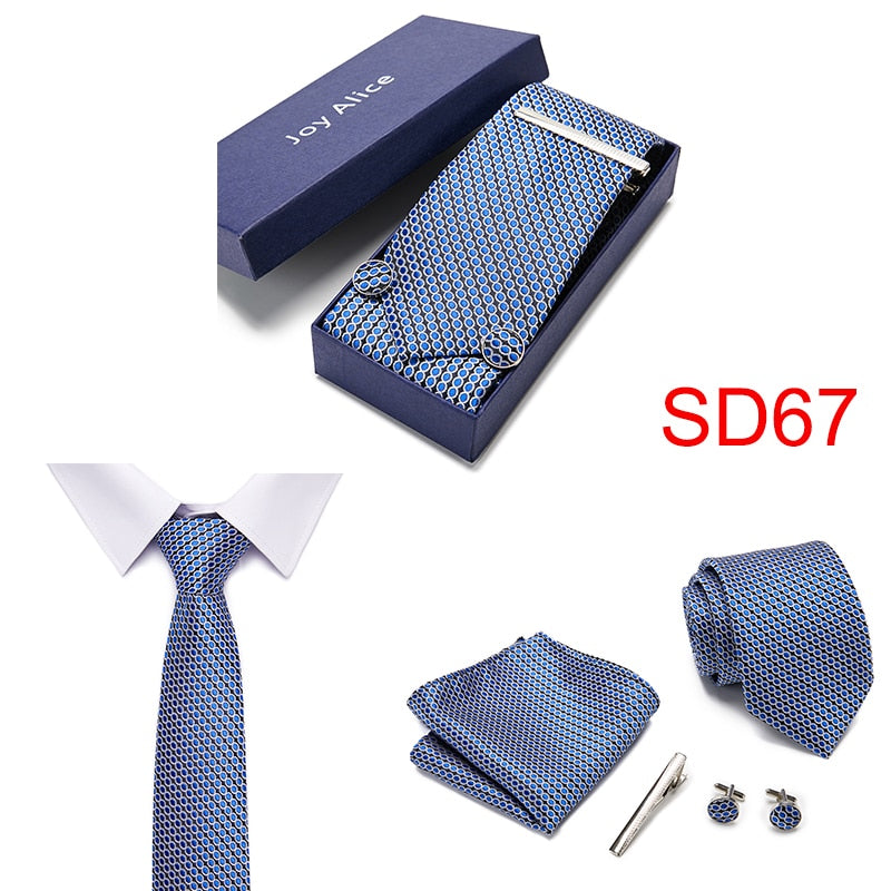 Gift Box 38 styles Tie Set Hanky Cufflinks With Gift Box Jacquard Woven Neckties Set For Men Wedding Party Lots of  accessories