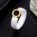 MSX Faceted White Ceramic Move Ring Fashion Ladies Roman Numerals Black Stone Finger Rings Luxury Wedding Bridal Rings For Women