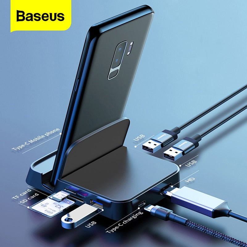 Baseus USB Type C HUB Docking Station für Samsung S20 S10 Dex Pad USB-C zu HDMI-kompatibler USB 3.0 HUB SD TF Card PD Adapter