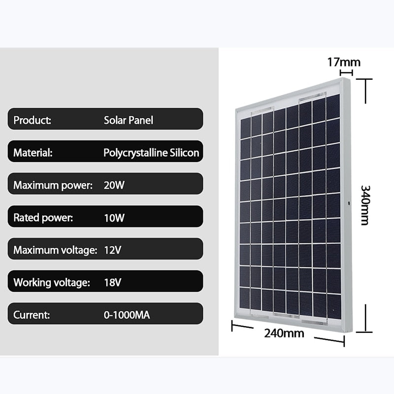 12V/24V Solarpanelsystem 18V 20W Solarpanel Batterieladeregler 800W/1000W Solar Inverter Kit Komplette Stromerzeugung