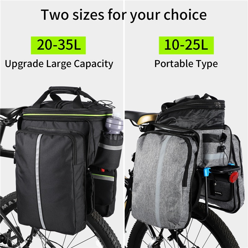 WEST BIKING impermeable 3 en 1 bolsa de maletero de bicicleta expandible asiento trasero de bicicleta de montaña portador de carga equipaje de viaje de ciclismo alforja