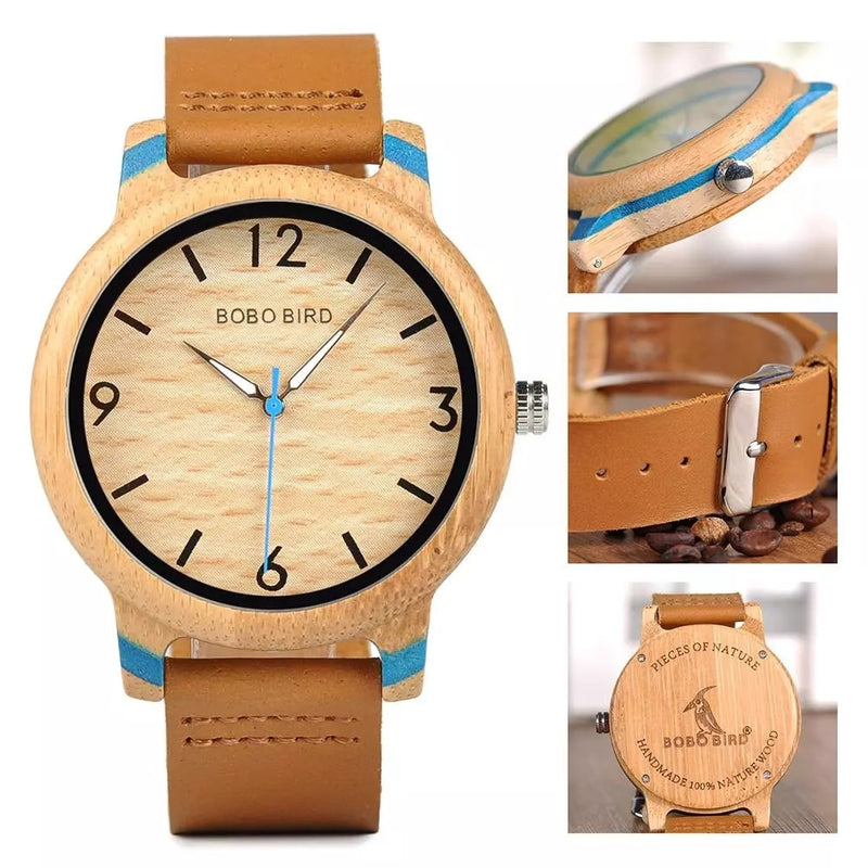 Reloj BOBO BIRD para hombre, precio de promoción, reloj de pareja de madera, reloj de pulsera de cuarzo, reloj de madera hecho a mano como regalo, reloj masculino