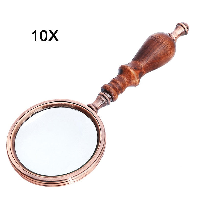 10X 75mm Handheld Magnifier Wooden Handle Vintage Magnifying Glass Portable Retro Handle Magnifier Eye Loupe Glass With Gift Box