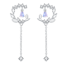 Thaya Silver Plated Earrings Blue Artificial Crystal Flower Stud Earrings Fashion Earring For Women Party Fine Jewelry Gift