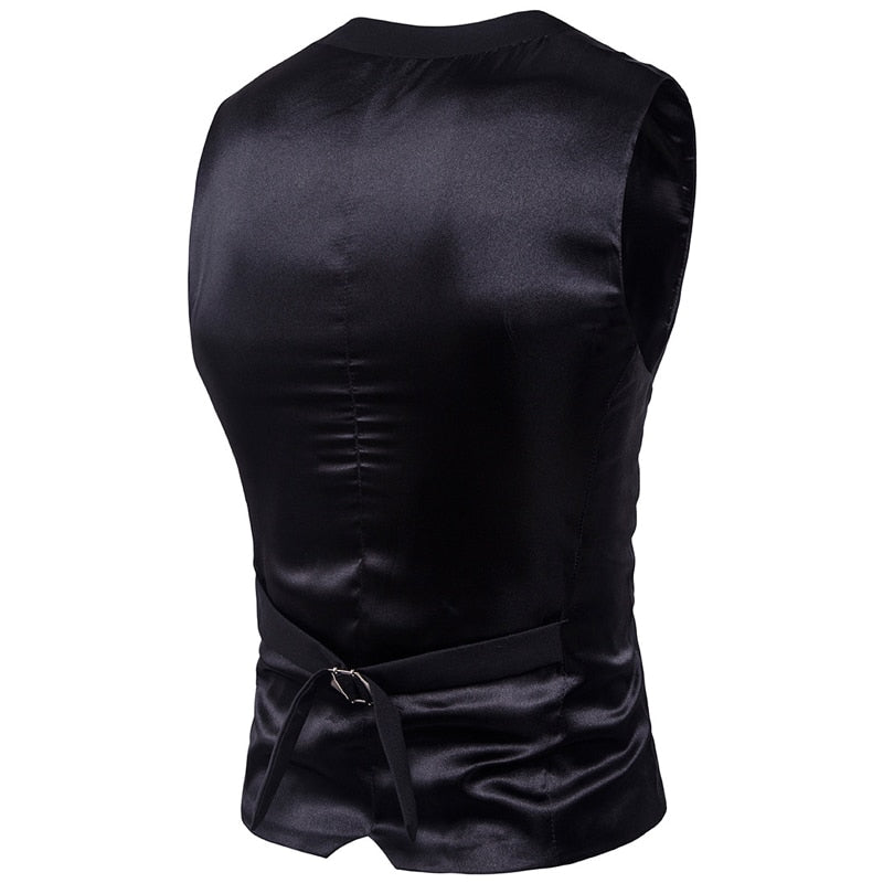 Chaleco de traje negro para Hombre, novedad de 2020, chaleco de vestir ajustado con cuello de pico, esmoquin Formal de negocios para boda, Chaleco para Hombre 6XL