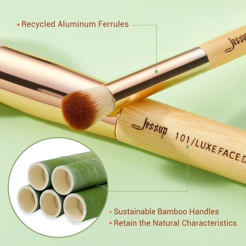 Jessup Bamboo 15-teiliges Beauty Professional Make-up-Pinsel-Set Make-up-Pinsel-Werkzeug-Set Foundation Powder Definer Shader Liner