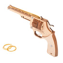 Halbautomatisches Gummibandschneiden 3D-Holzpuzzle-Pistole Woodcraft-Bausatz Revolver-Holzspielzeug Holzschieß-Spielzeugpistolen Jungen