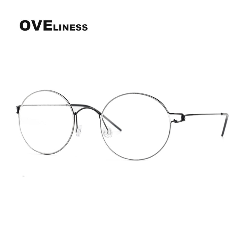 Titanium Screwless Eyewear Prescription Retro Eyeglasses Frame Women Round Myopia Optical Korean Spectacles Glasses Frame Men