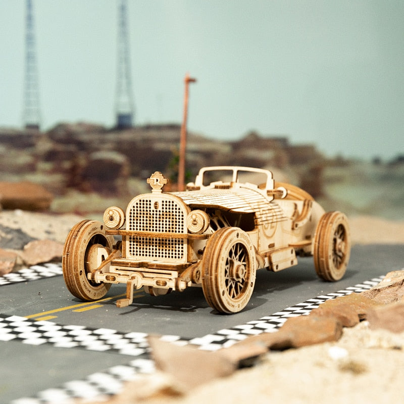Robotime Rokr, tren mecánico de madera, rompecabezas 3D, coche de juguete, montaje de modelo de locomotora, Kits de construcción para niños, regalo de cumpleaños