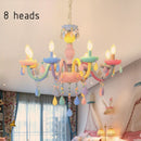 Rainbow Crystal Chandelier European Candle Bedroom Children's Room American Girl Princess Makaron Pendant Chandeliers Lighting