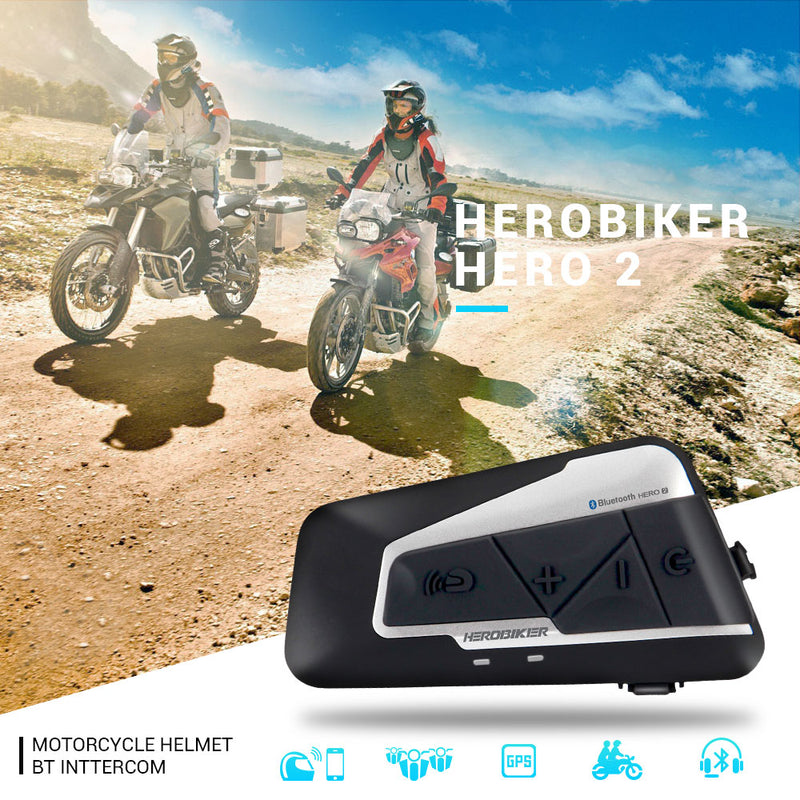 Intercomunicador para casco de motocicleta HEROBIKER, altavoz resistente al agua, interfono para Moto, auriculares inalámbricos de 1200M con Bluetooth para casco